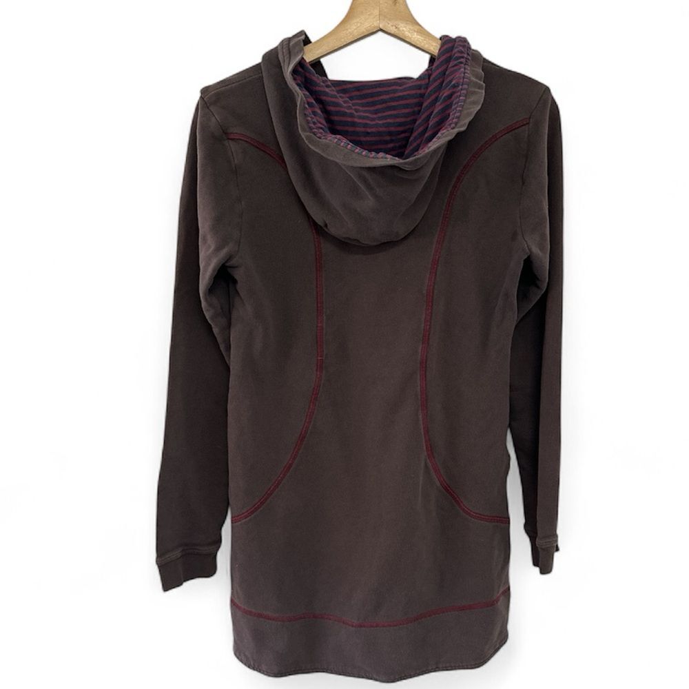 Vintage Horny Toad Brown Longline Zip Hoodie XS Y2K Organic Cotton athleisure - Picture 2 of 3